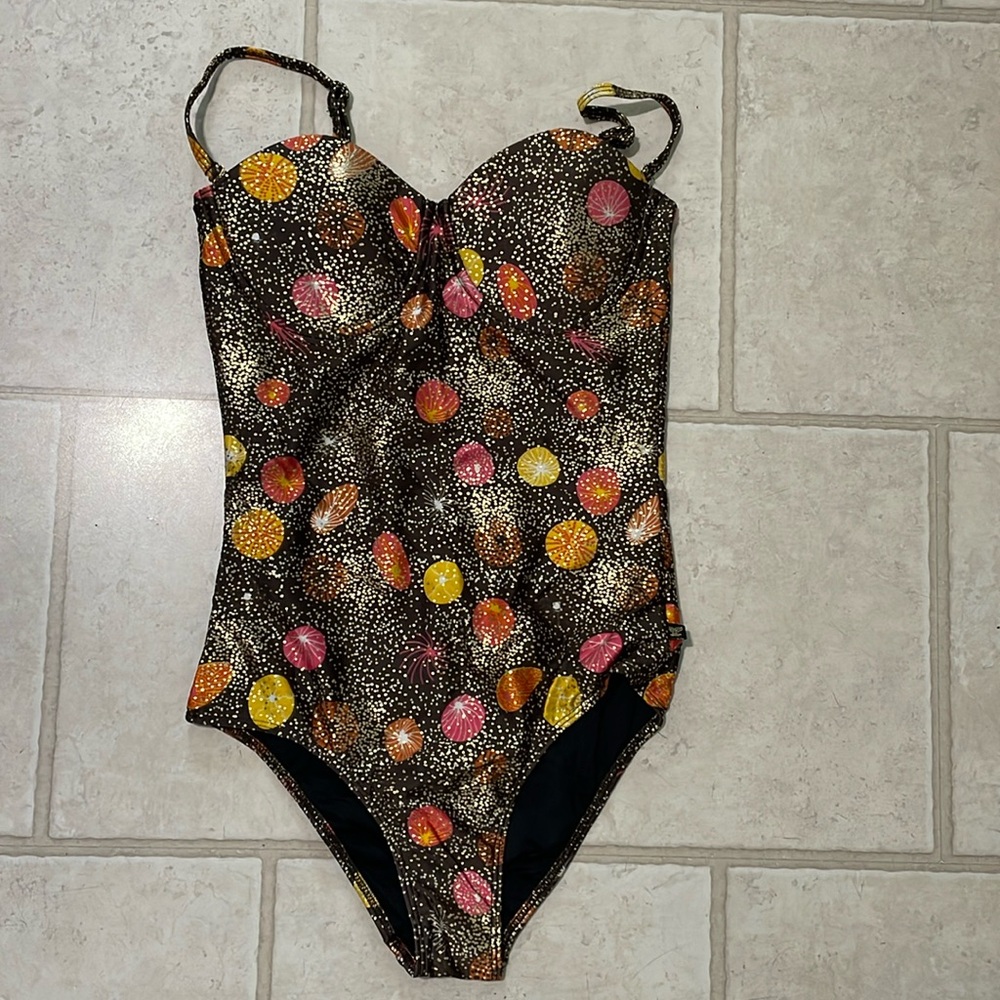Lisa Blue Golden Eve one piece Swimsuit Bikini NWT (sample) white & teal